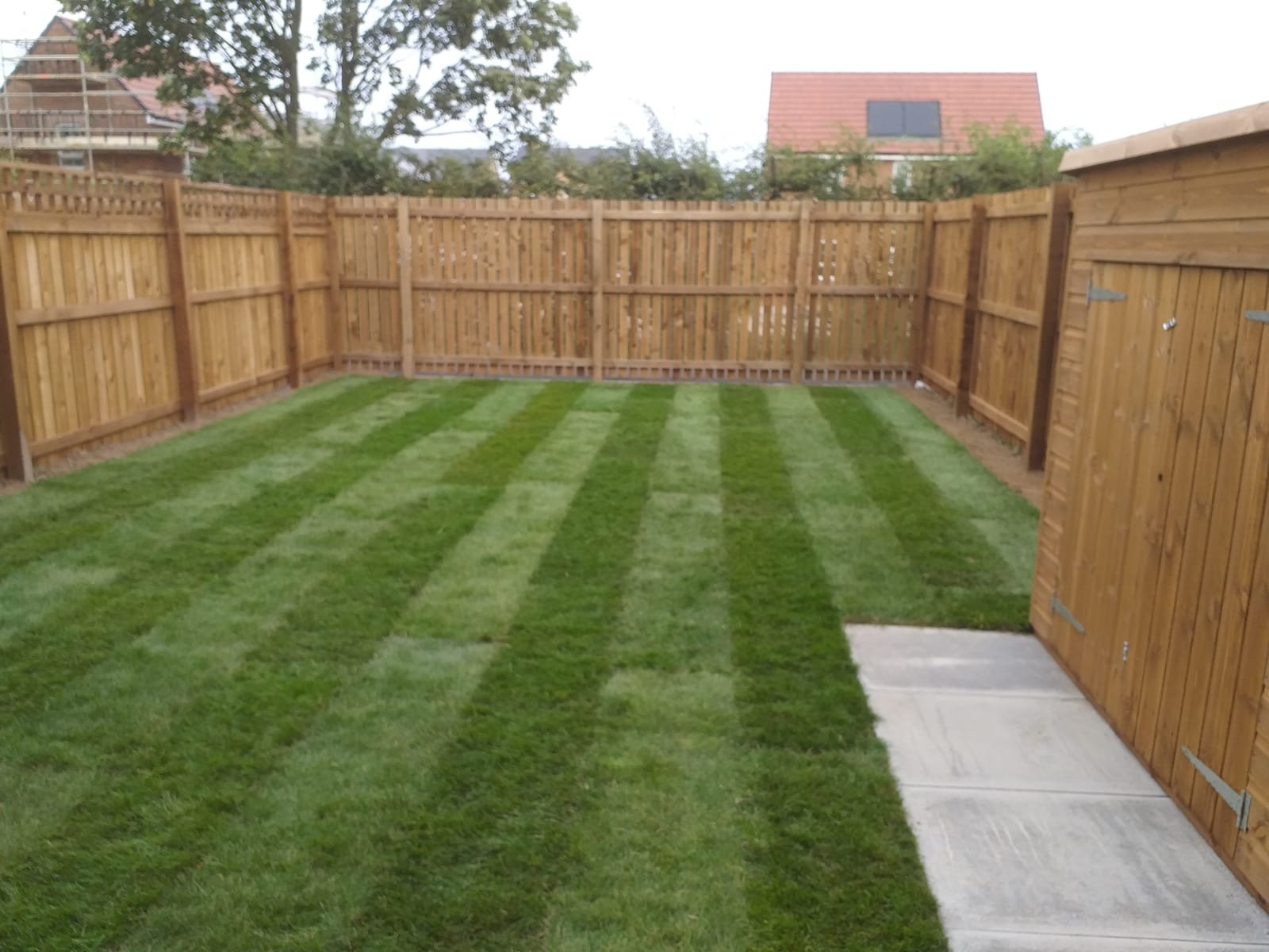 Perfectly laid turf in new build garden in Boldon