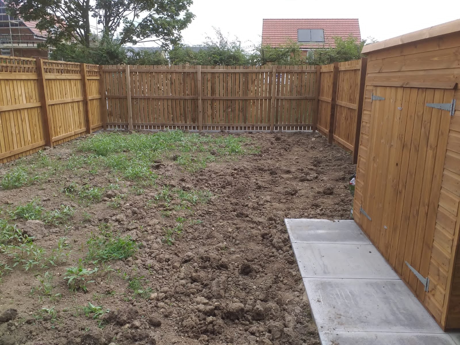 Muddy new build garden before turf laying in Boldon